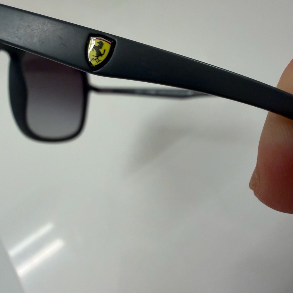 Ray-Ban x Ferrari Black Sunglasses Yellow Temple Tips Unisex - Picture 10 of 13